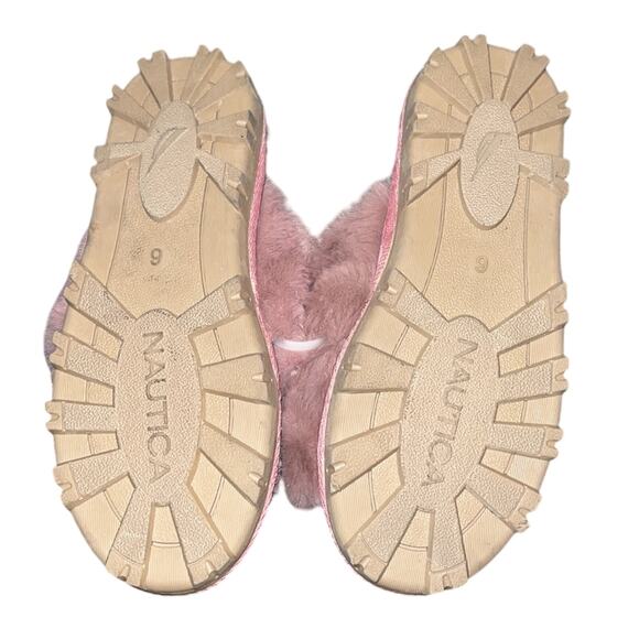 Nautica Aren Pink Faux Fur Slippers Size 6 NWOB Cozy Open Toe Slides - Picture 5 of 6